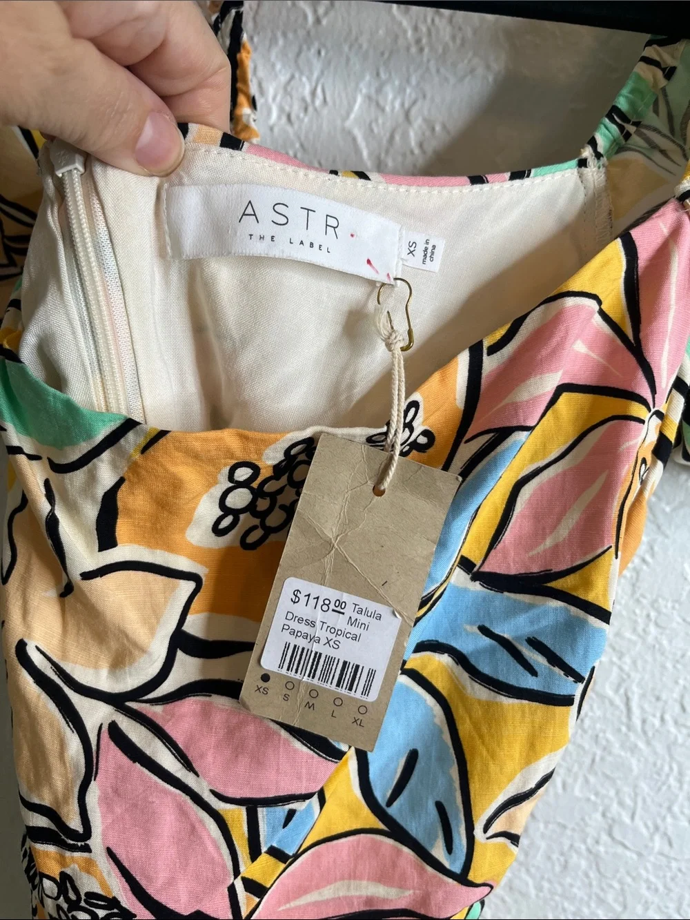 NWT ASTR Talula Tropical Print Puff Sleeve Mini Dress Sz XS